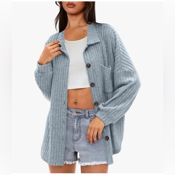 NWT BLUE GREY SOFT SHIRT SHACKET-S - Picture 7 of 13